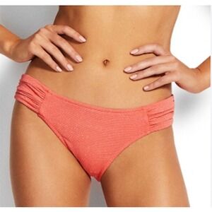 NWOT Seafolly 14 US Stardust Ruched Side Retro Bikini Pants Antique Coral 124755